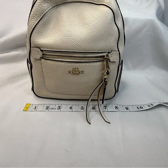 Coach Ivory Pebbled Leather Backpack Zipper Accent Gold Hardware NWT Coach Court 5671 IM/Khaki Saddle / Leather Canvas  main image 4